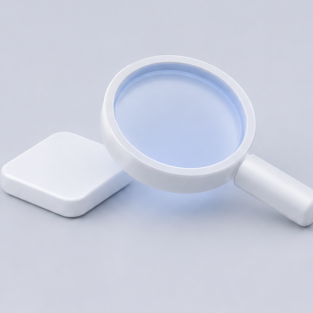 Magnifying glass with a frosted blue lens